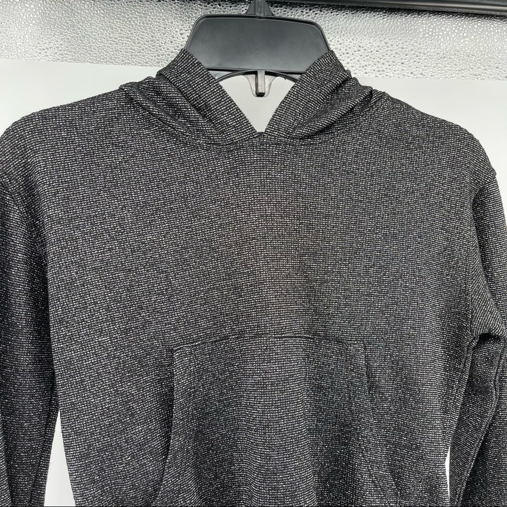 Art Class Girl’s Black Metallic Cropped Pullover Sweatshirt Hoodie Top Size 6/6X - Picture 7 of 14